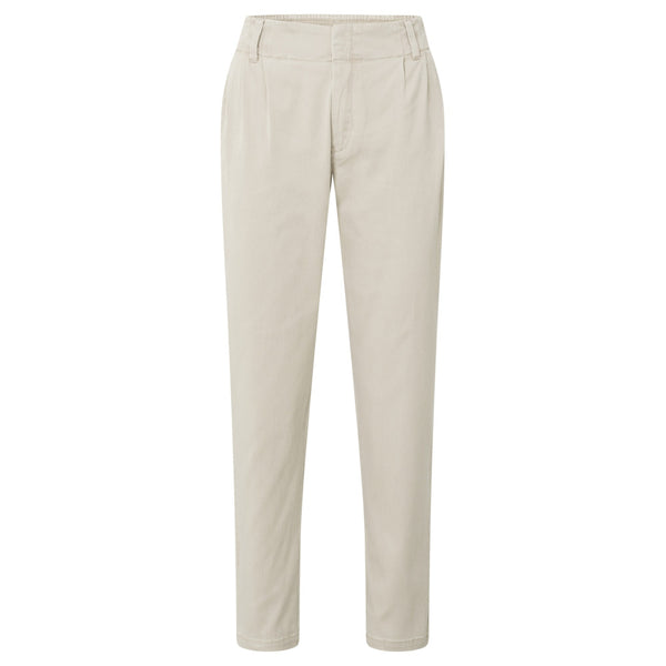 Yaya Grey Morn Beige  Loose Fit Cotton Trousers