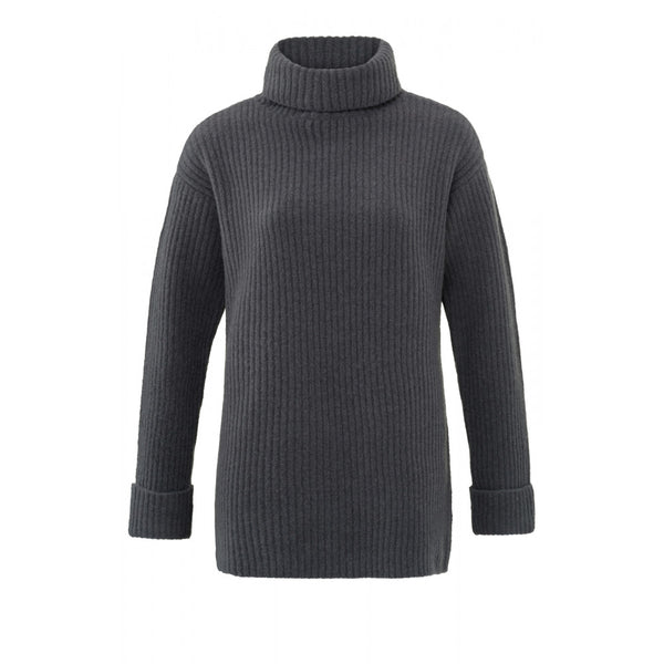 Yaya  Light Grey Rib Knitted  Turtleneck and Long Sleeves Sweater 