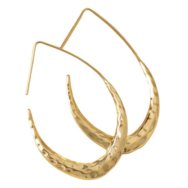 Lisa angel jewellery Gold E051 Hammered Teardrop Hoop Earrings