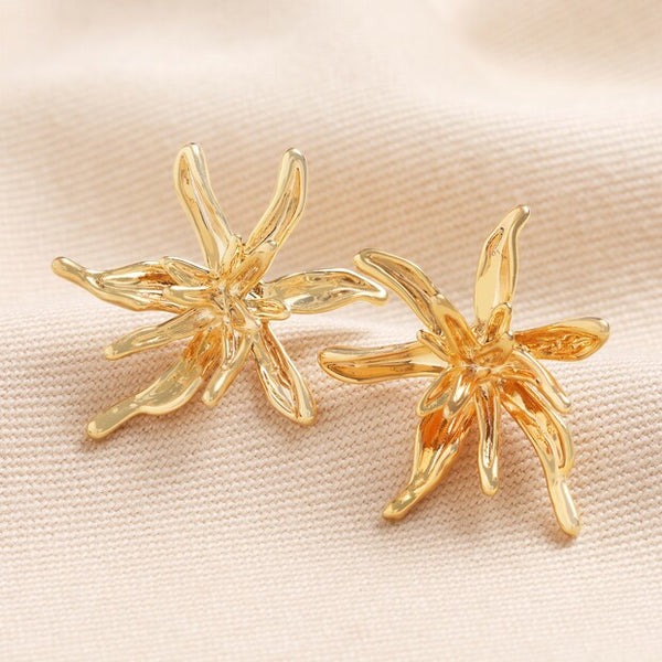 Lisa Angel Large  14ct Gold Plated E087 Sea Flower Stud Earrings