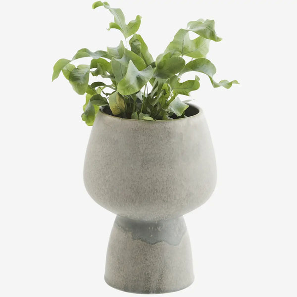 Madam Stoltz Medium Grey Green Stoneware Flower Pot