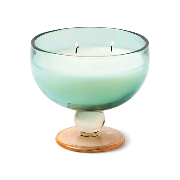 designworks collective 170g Teal and Orange Tobacco Patchouli Aura Tinted Glass Goblet Candle