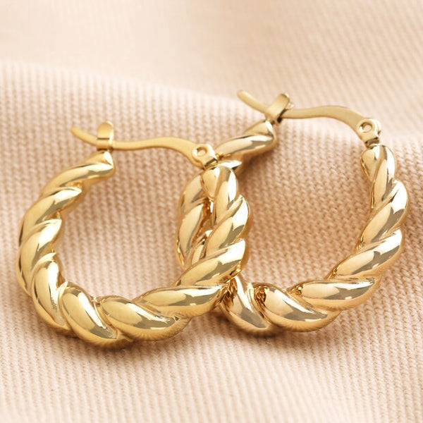 Lisa Angel Large 14 Gold Plated E059 Twisted Rope Hoop Earrings