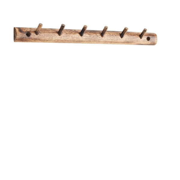 Madam Stoltz Wooden Coat Rack - 6 Hooks