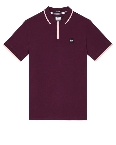 Weekend Offender Shore Zip Polo With Tipping In Acai Berry/abalone