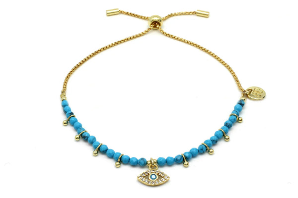 Boho Betty Brela Turquoise Evil Eye Charm Bracelet