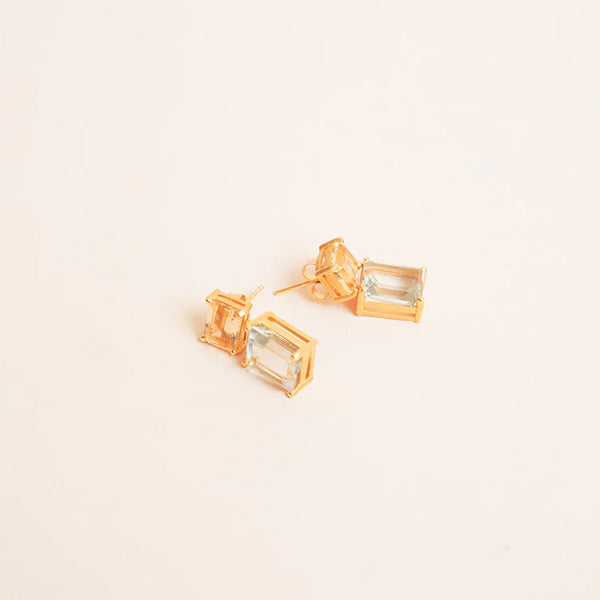 TUSKcollection Daessa Citrine & Green Amethyst Double Drop Earrings