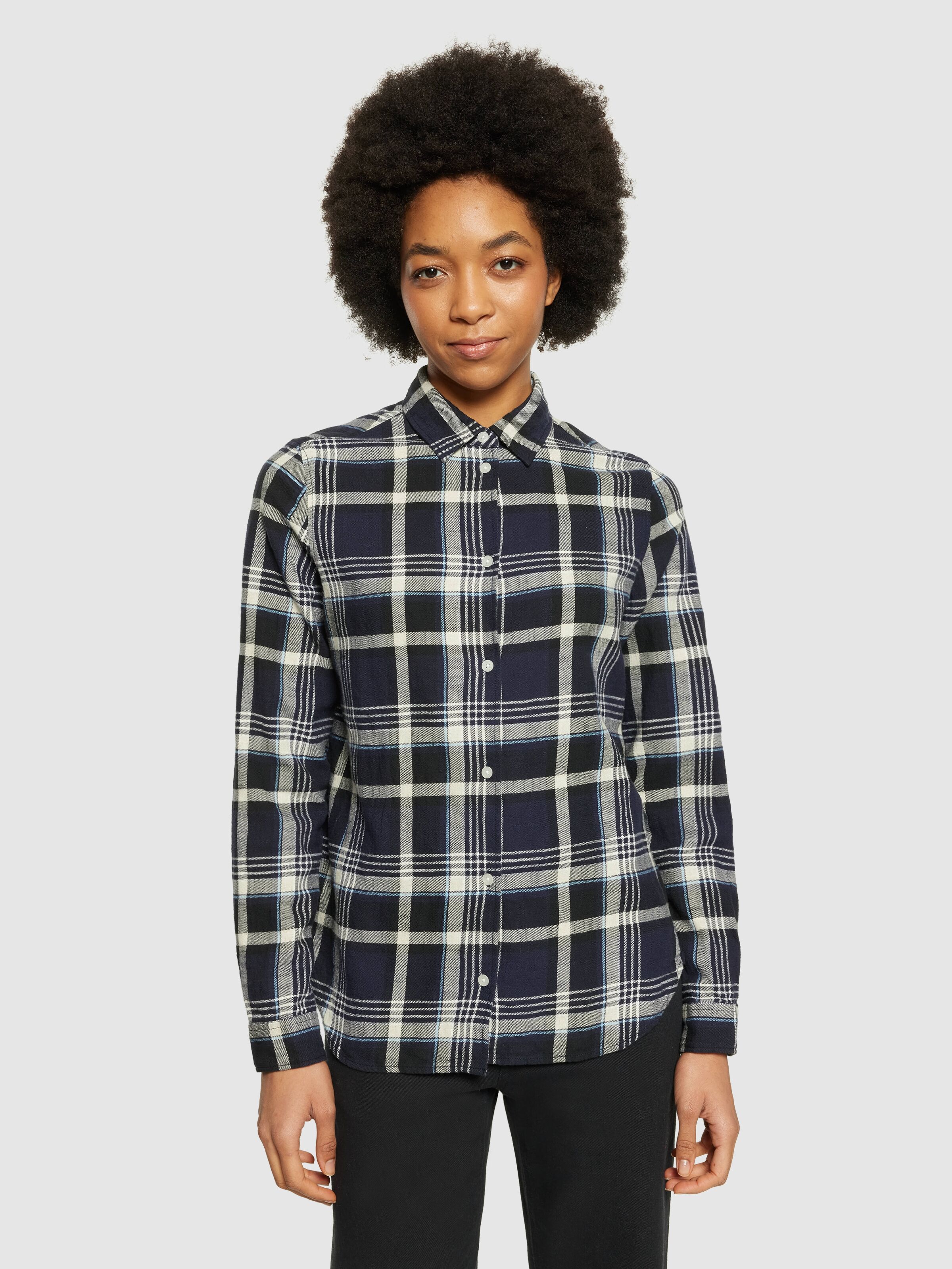 Knowledge Cotton Apparel  2090055 Check flannel shirt Black Jet 