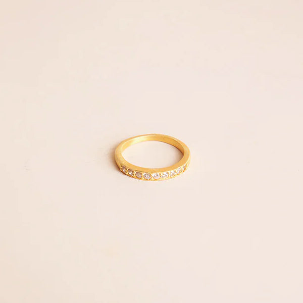 TUSKcollection Lily Gold & Clear Quartz Ring