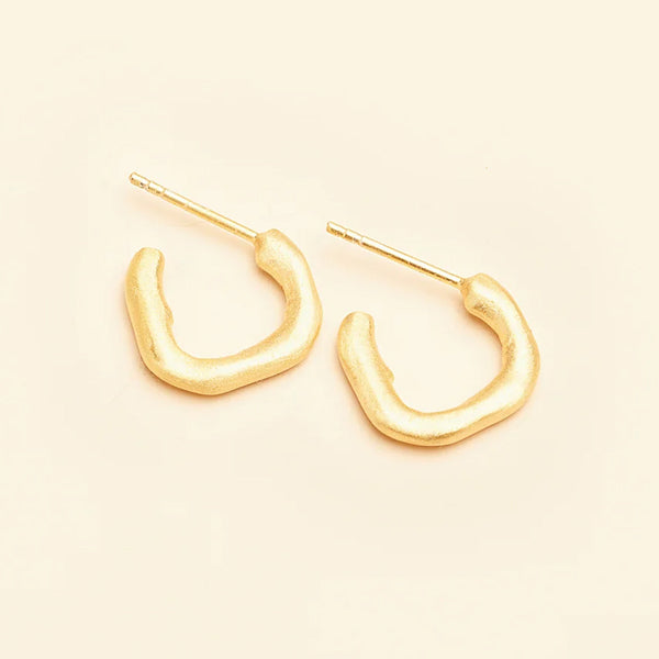 TUSKcollection Rosia Gold Textured Hoop Earrings