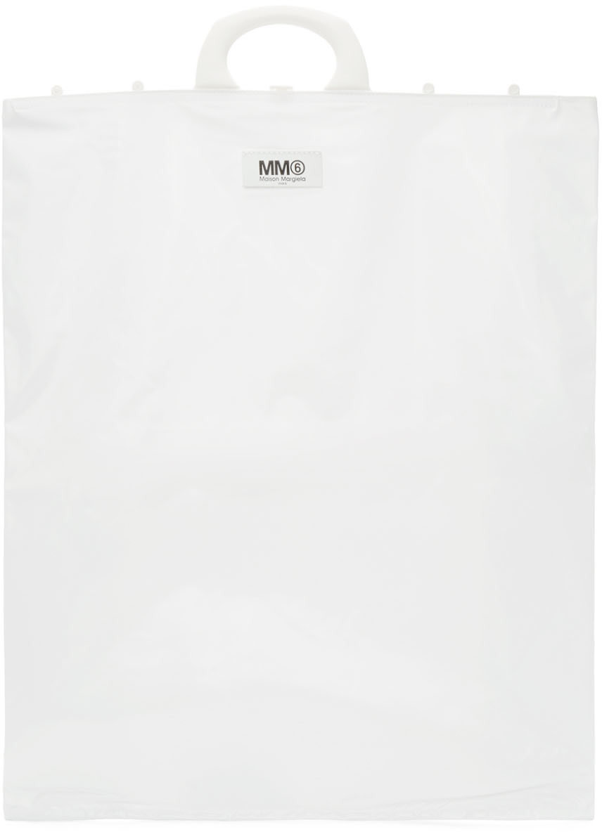 Maison Margiela White MM6 Logo Tote Bag