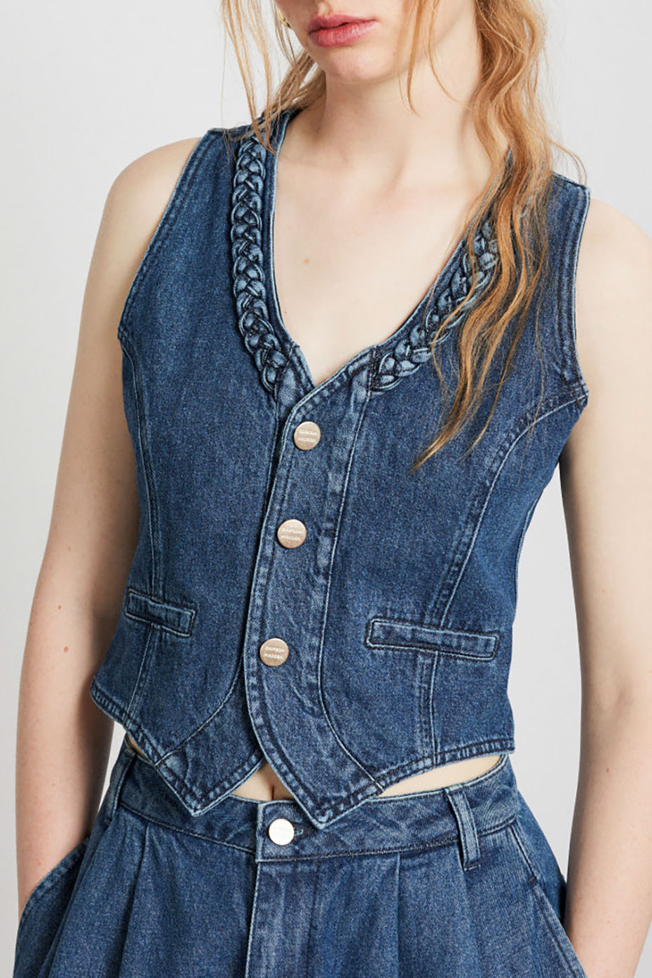 Damson Madder Blue Isla Denim Waistcoat