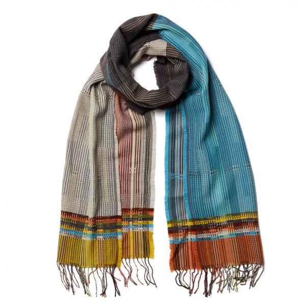 Wallace Sewell Pymoor Jester Scarf - Grey / Aqua / Orange