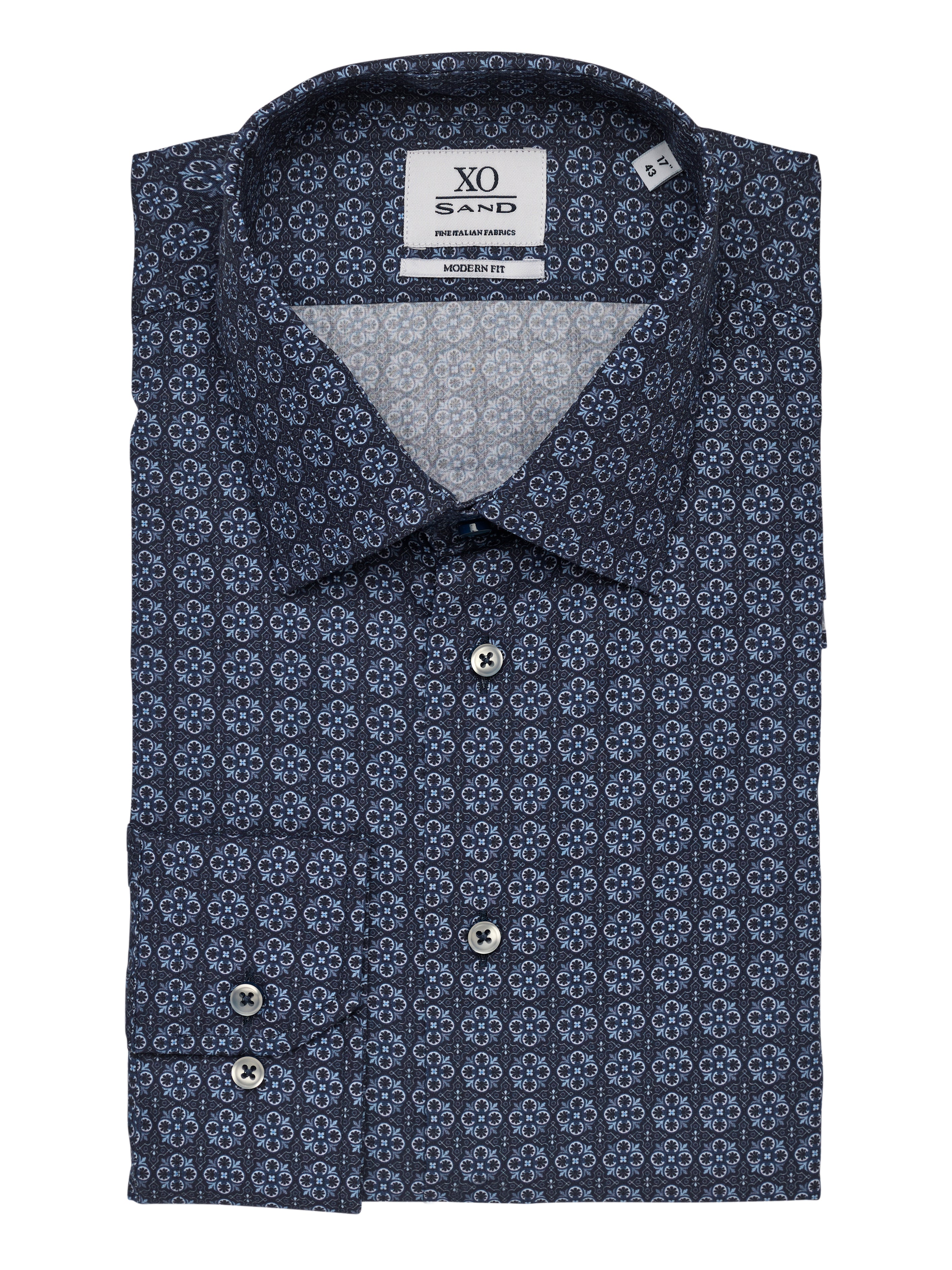 SAND - Mens Gordon Navy Medallion Shirt