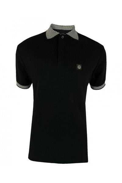 Trojan Jacquard Collar Tectured Polo-black