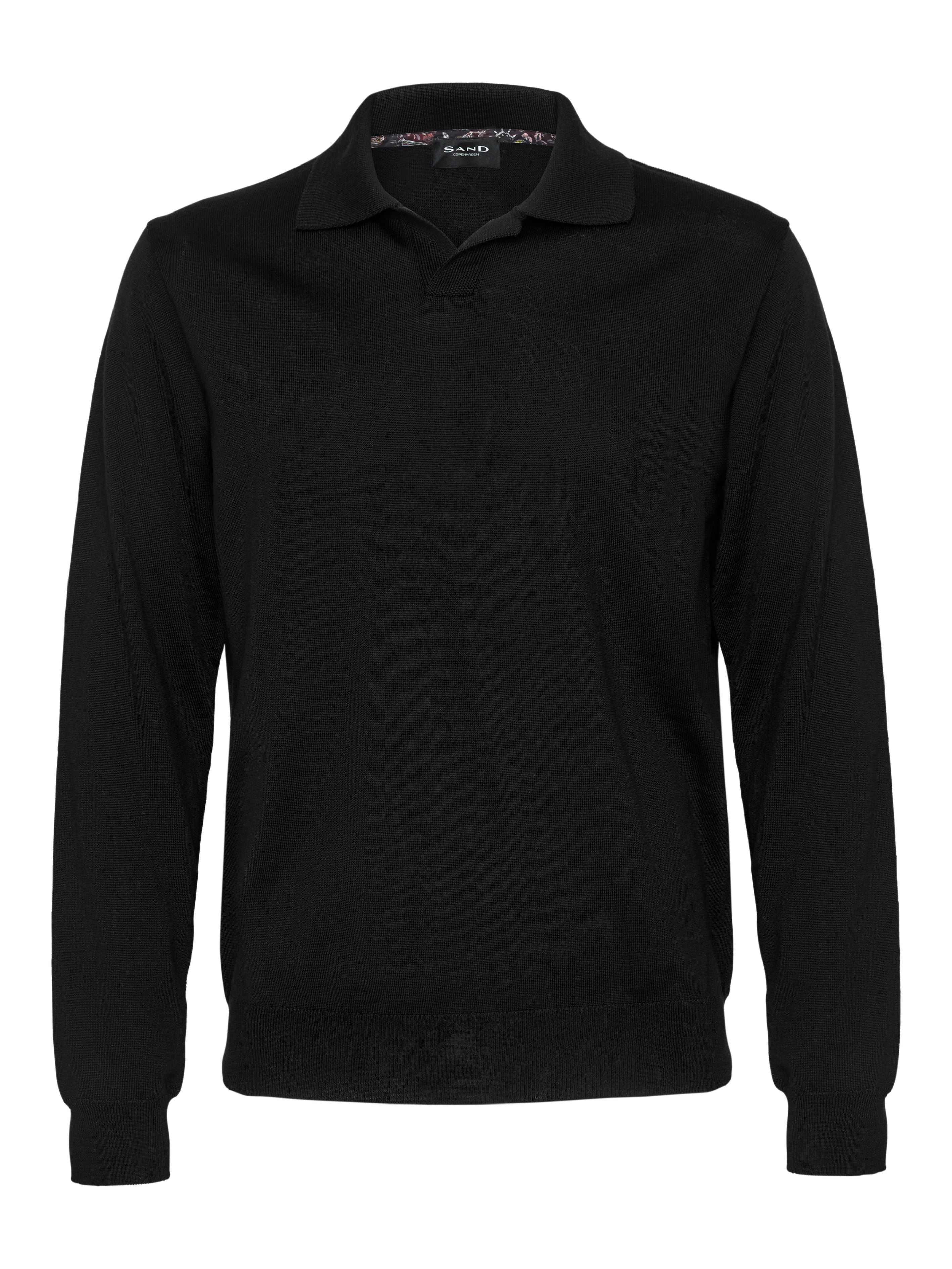 SAND - Mens Black Merino Polo Jumper