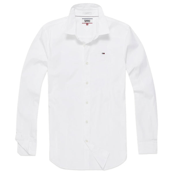 Tommy Hilfiger Original Flag Stretch Long Sleeve Shirt - White