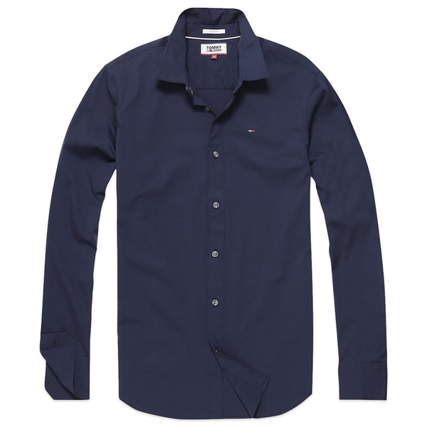 Tommy Hilfiger Original Flag Stretch Long Sleeve Shirt - Navy