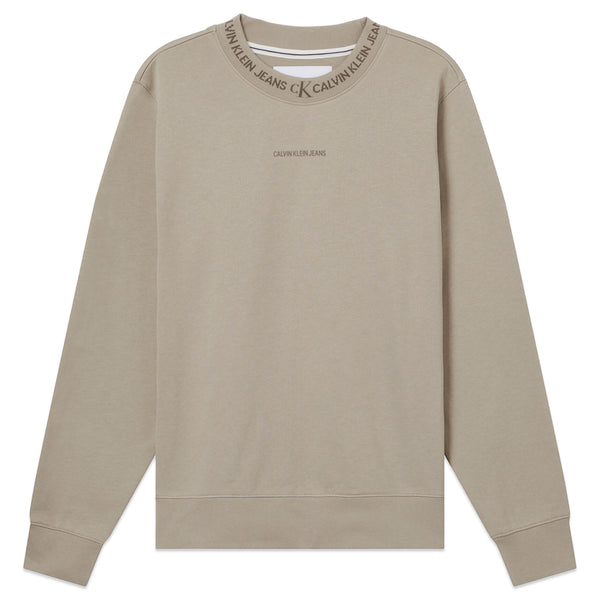 Calvin Klein Logo Jacquard Crew Sweat - Crockery