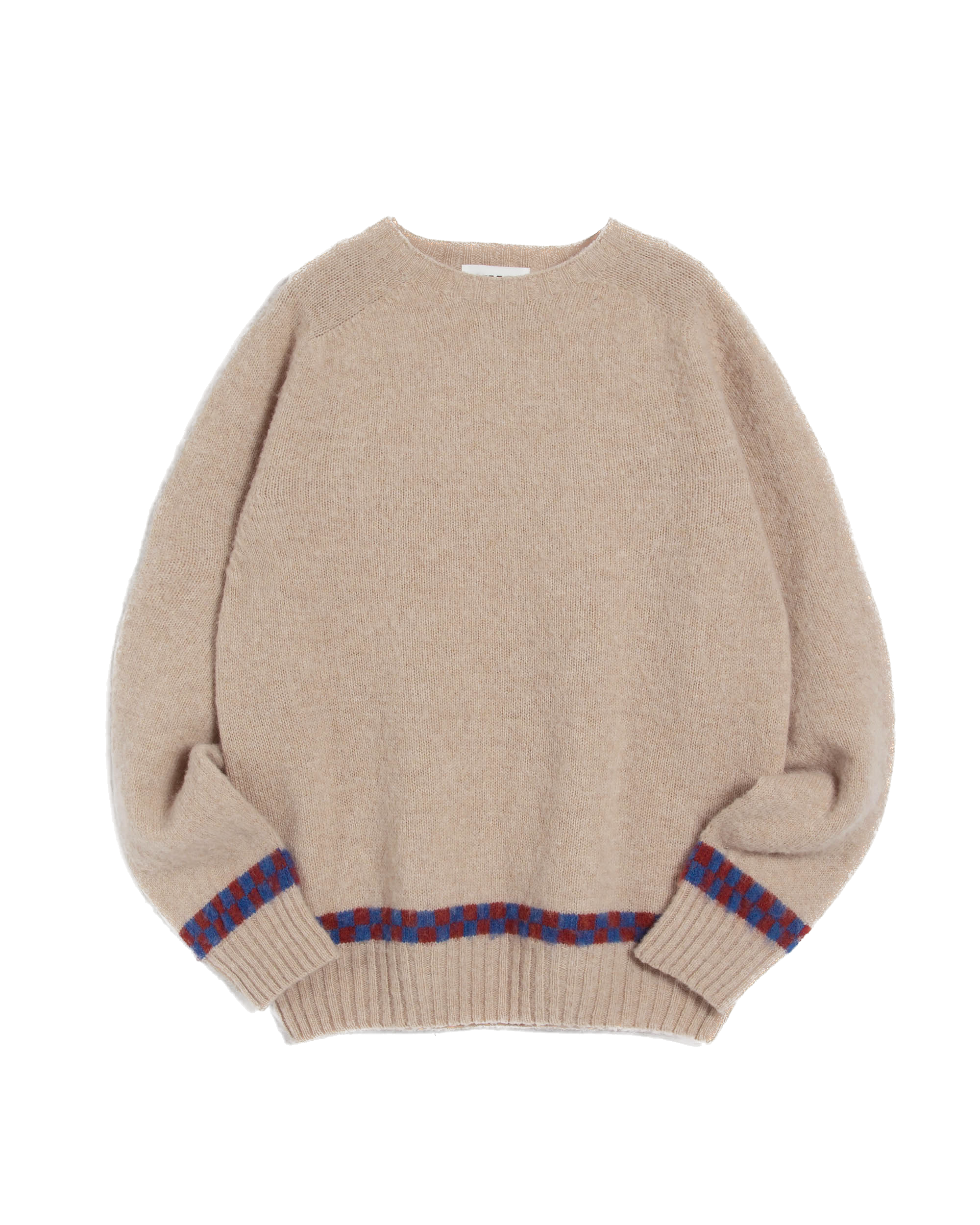 YMC Suedehead Checker Crew Knit - Ecru