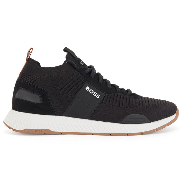 Boss Titanium Knit Runner Knsta Trainers - Black/white/gum