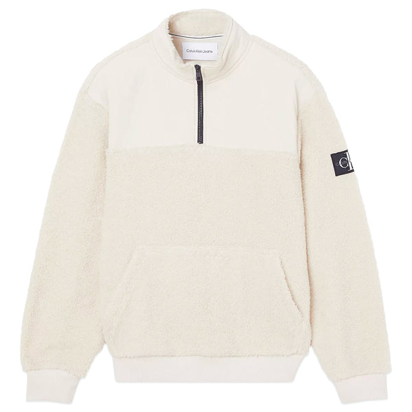 Calvin Klein Badge Sherpa Half Zip Fleece - Eggshell