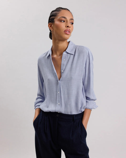 Hartford Coraz Plain Shirt - Mixed Blue