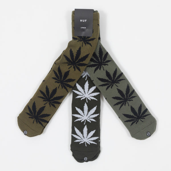 HUF Set 3 Pack Plantlife Socks in Green