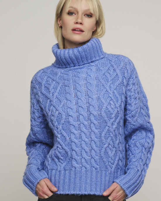 Rino and Pelle Twiggy Turtle Cable Knit Blue