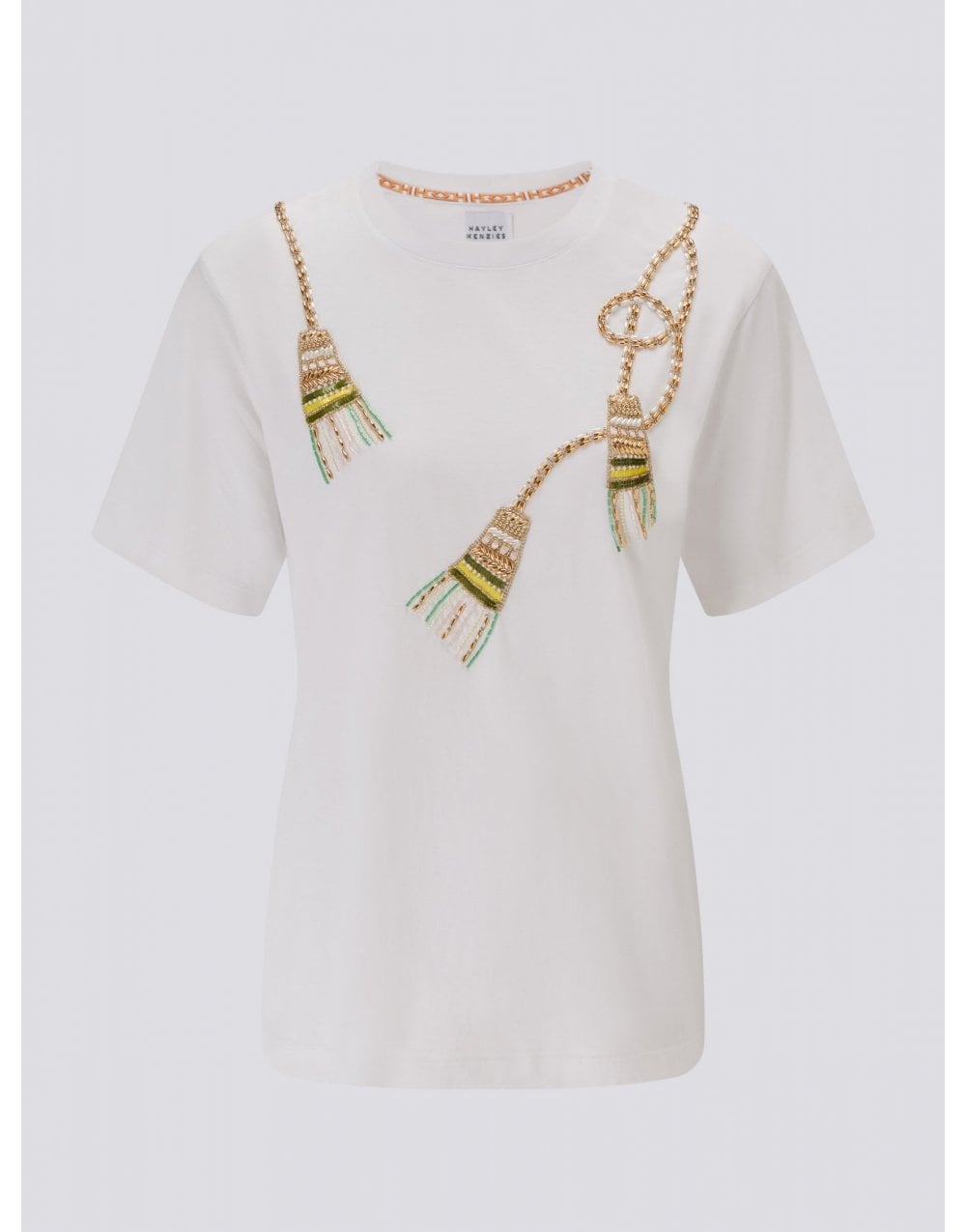 Hayley Menzies Tassle Beaded T-shirt Size: Xl, Col: White