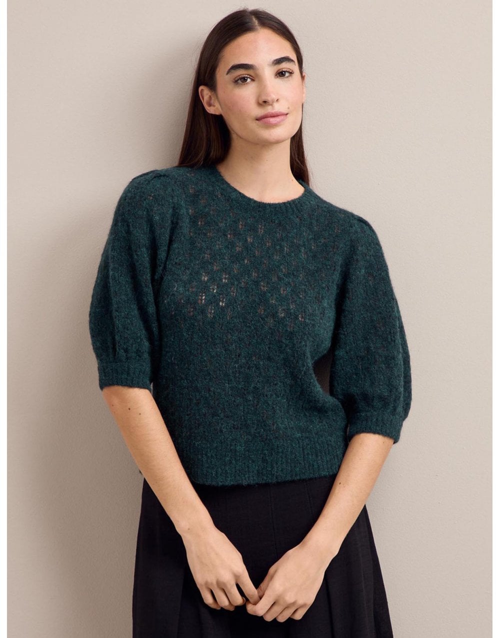 Cefinn Cefinn Jolie Alpaca Blend Puff Sleeve Jumper Size: Xs, Col: Green