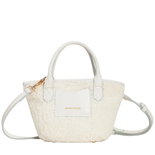 Every Other 12037 Medium Bucket Style Sherpa Bag In White