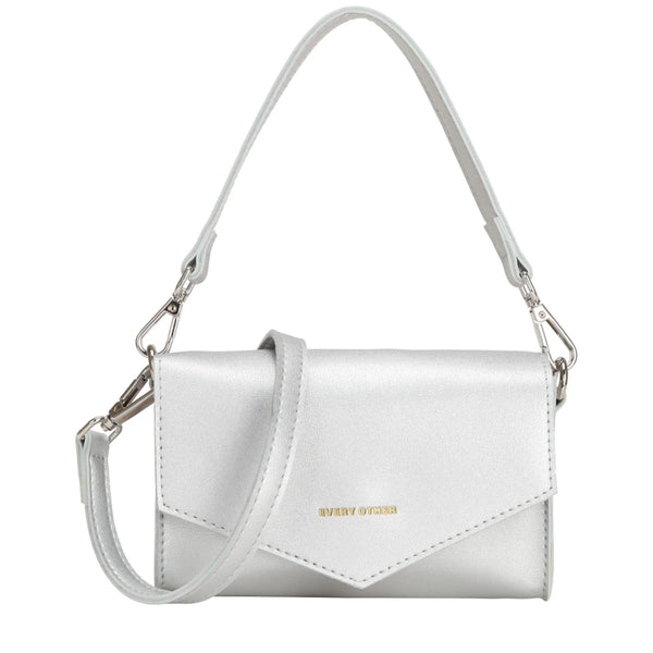 Every Other 12004 Mini Flapover Crossbody Shoulder Bag In Silver