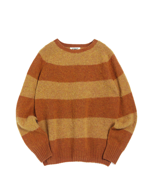 YMC Suedehead Stripe Crew Knit - Orange