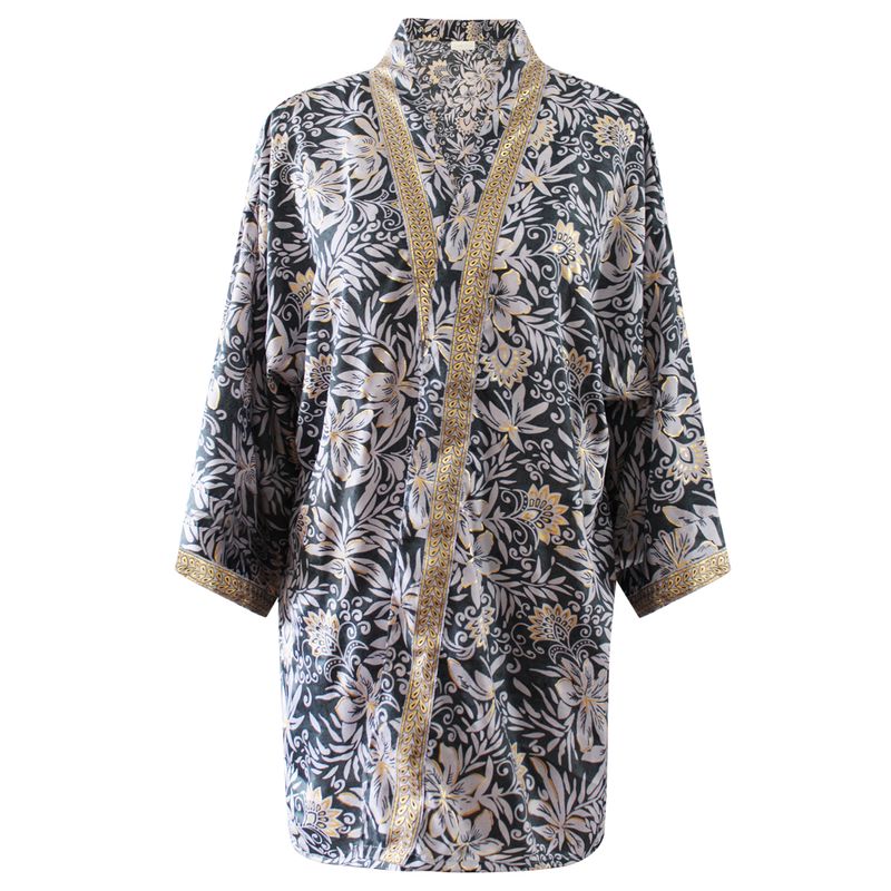 Powell Craft Black & Gold Floral Viscose Summer Jacket