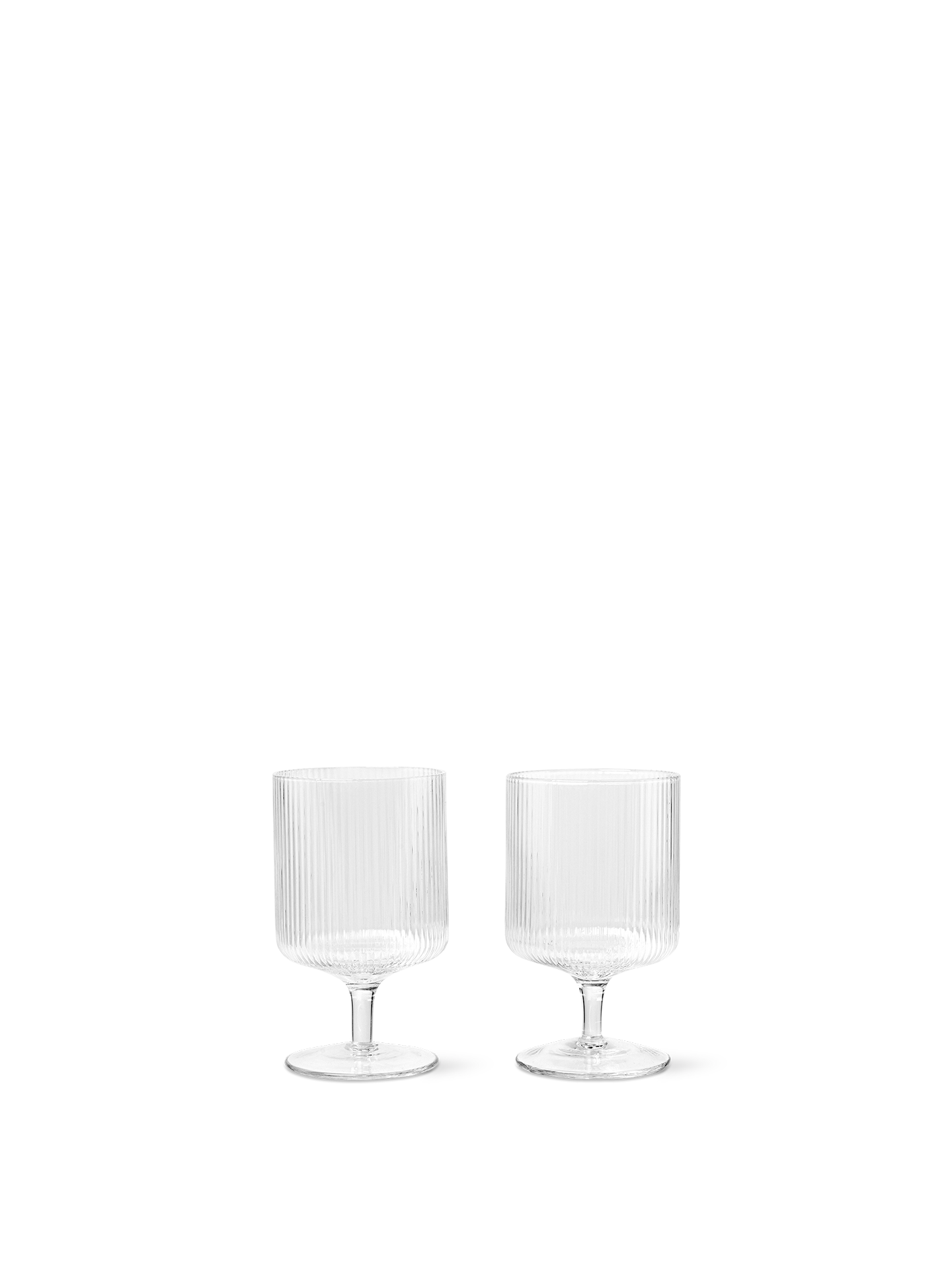 Ferm Living Set of 2 Clear Ripple Wine Glasses