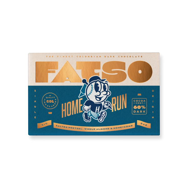 Fatso Home Run Dark Chocolate Bar - Salted Pretzel, Almond & Honeycomb