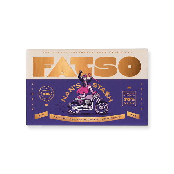 Fatso Nan’s Stash Dark Chocolate Bar - Peanut, Toffee & Digestive Biscuit