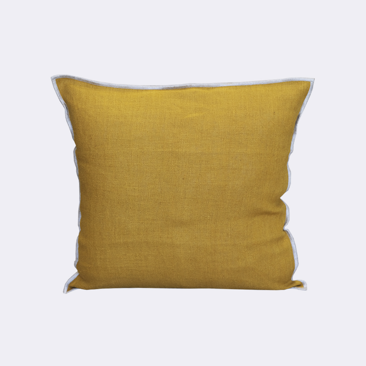 haomy 100% Linen Ocre Cushion Cover with Filling