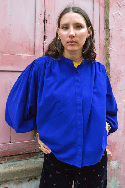 Sacrecoeur Gianni Cobalt Velvet Blouse