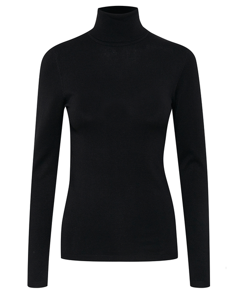 ICHI Mafa Knitted Roll Neck Pullover - Black