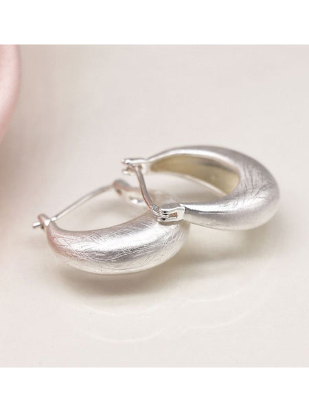 POM Silver Plated Chunky Hoop Earrings