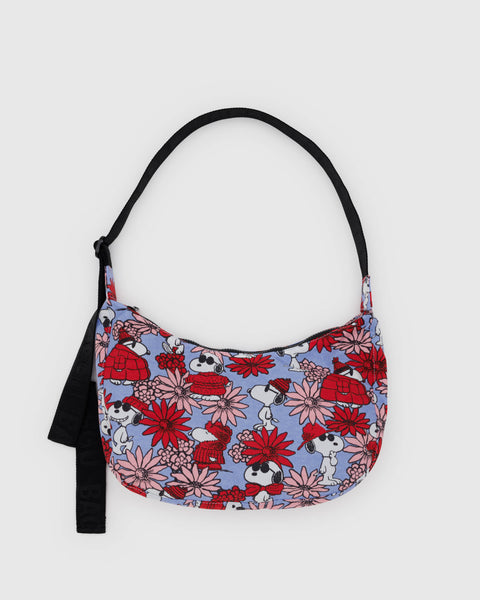 Baggu BAGGU X Peanuts Medium Nylon Crescent Bag - Floral Snoopy