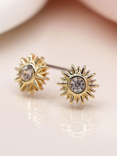 POM Faux Gold Sunburst Stud Earrings