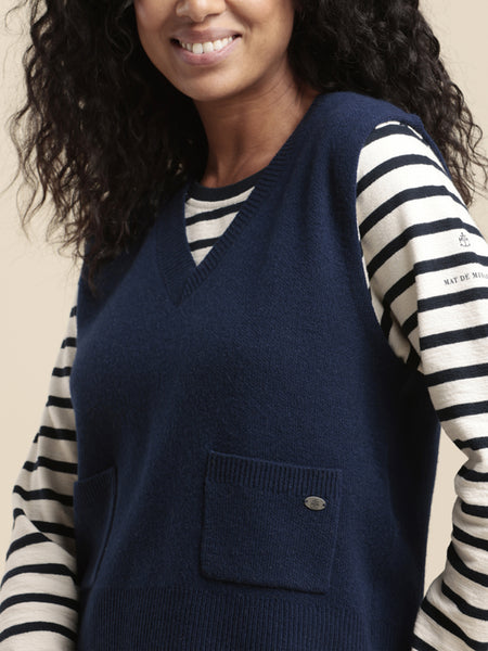 Mat De Misaine Tiksi Navy Knitted Wool Vest