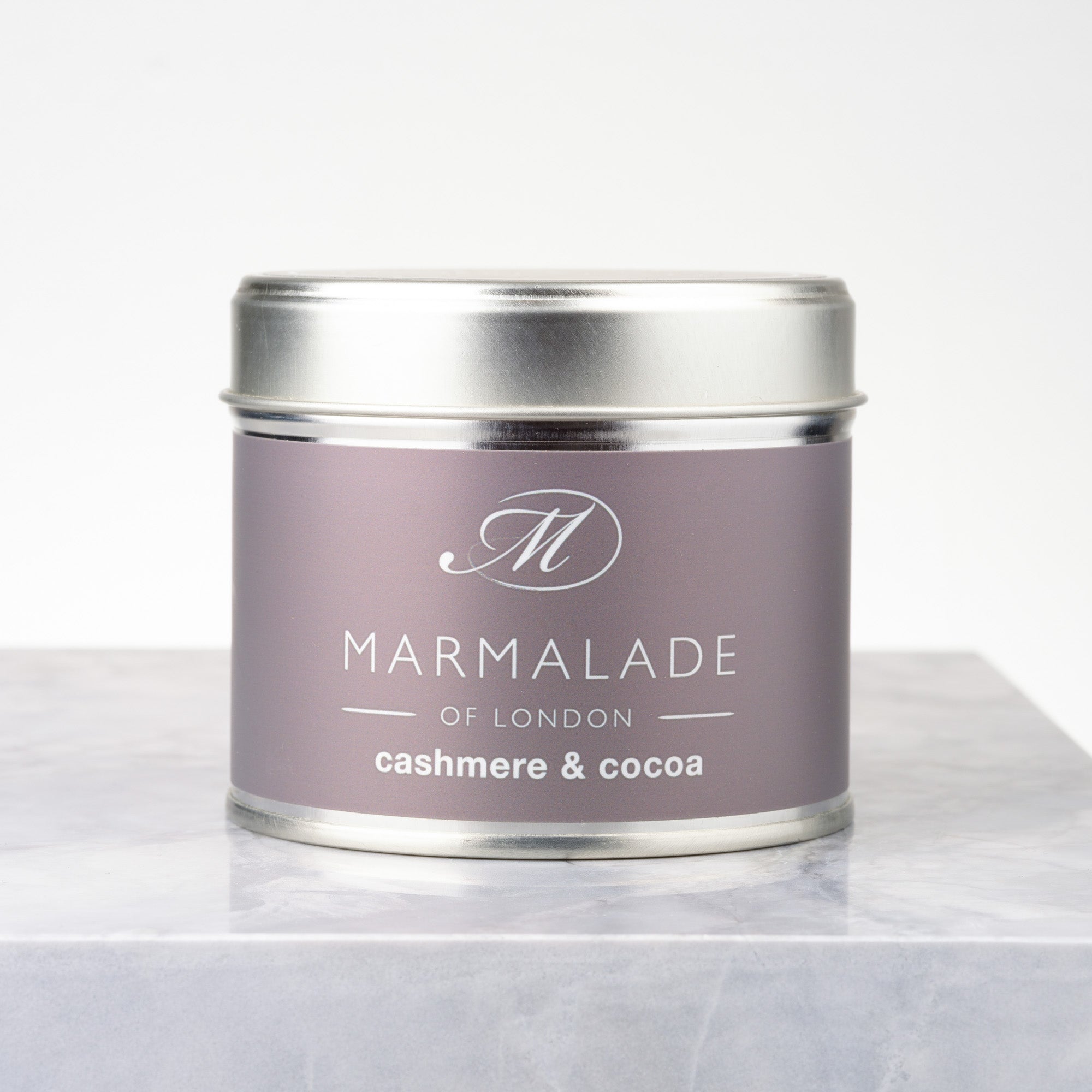 Marmalade of London Medium Cashmere and Cocoa Tin Candle