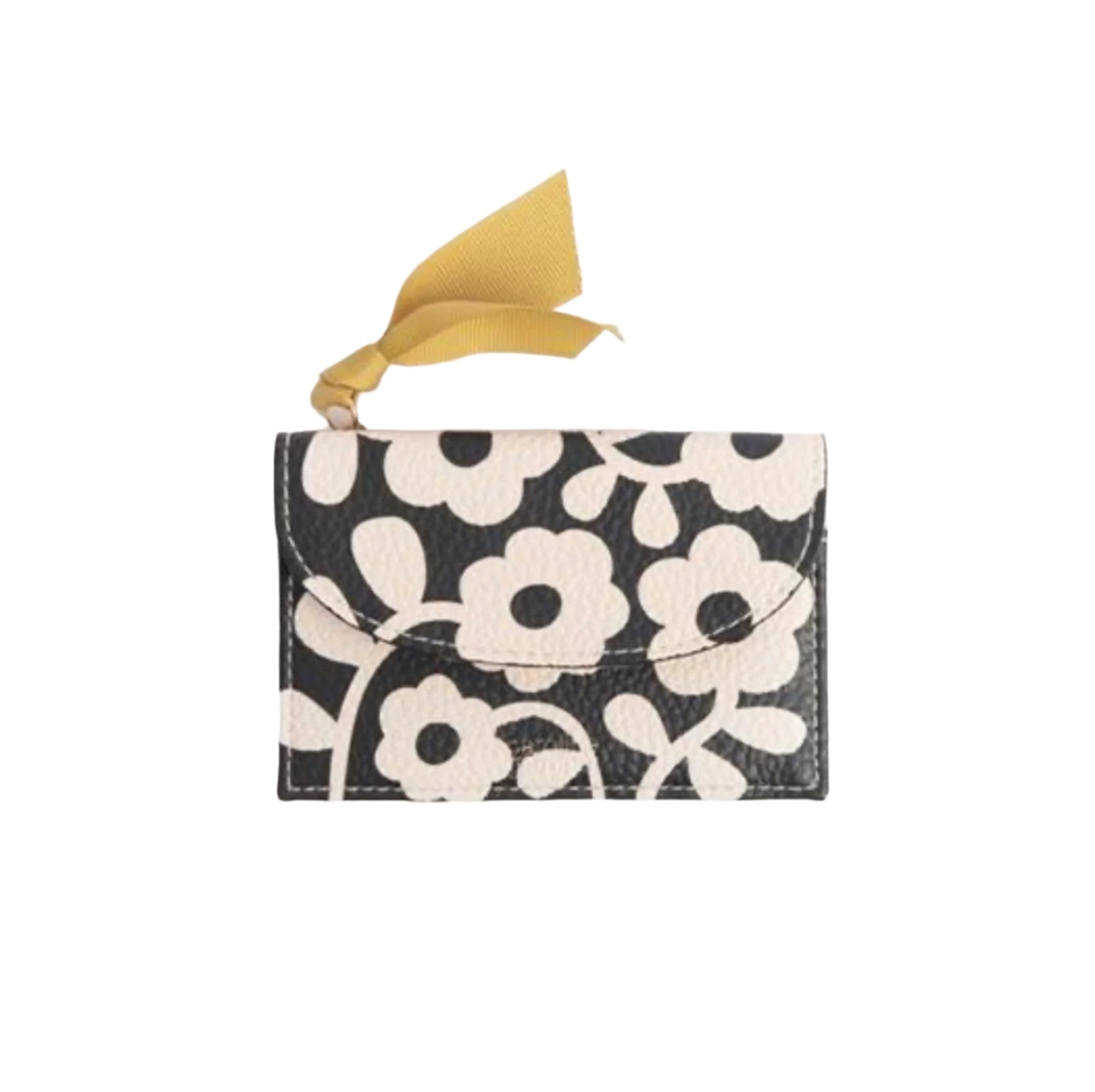 Caroline Gardner Charcoal Mono Flower Cardholder Purse