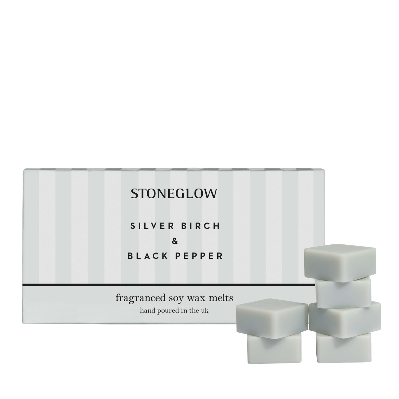 Stone Glow Candel 16 Pieces Classic Silver Birch and Black Pepper Wax Melts