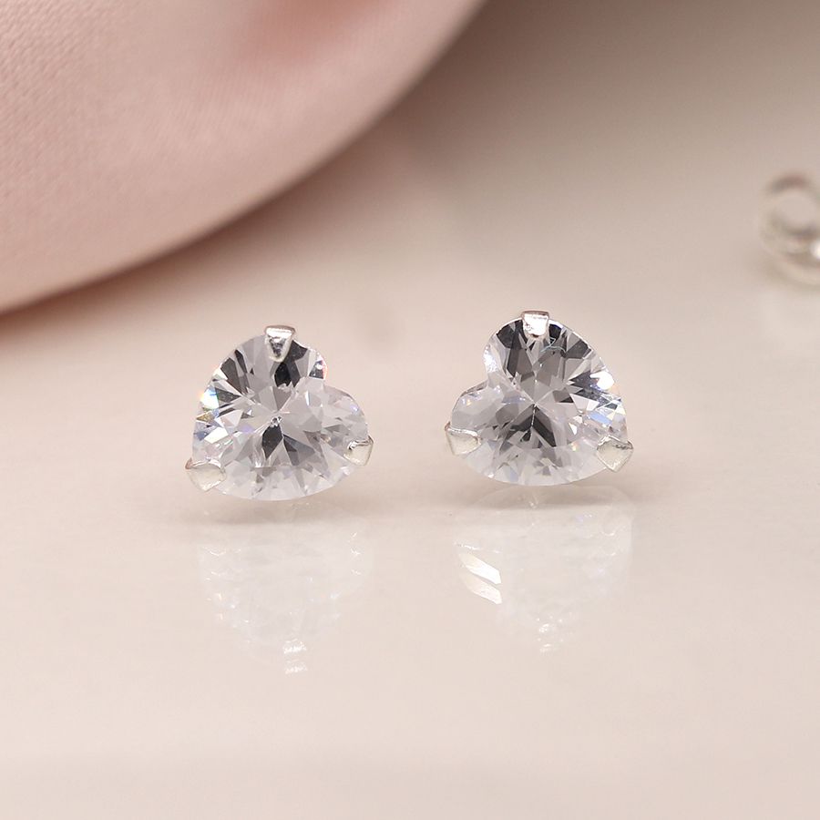  POM Jewellery Crystal Heart Stud Earrings