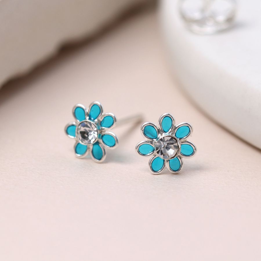  POM Jewellery Green Tiny Flower Stud Earrings